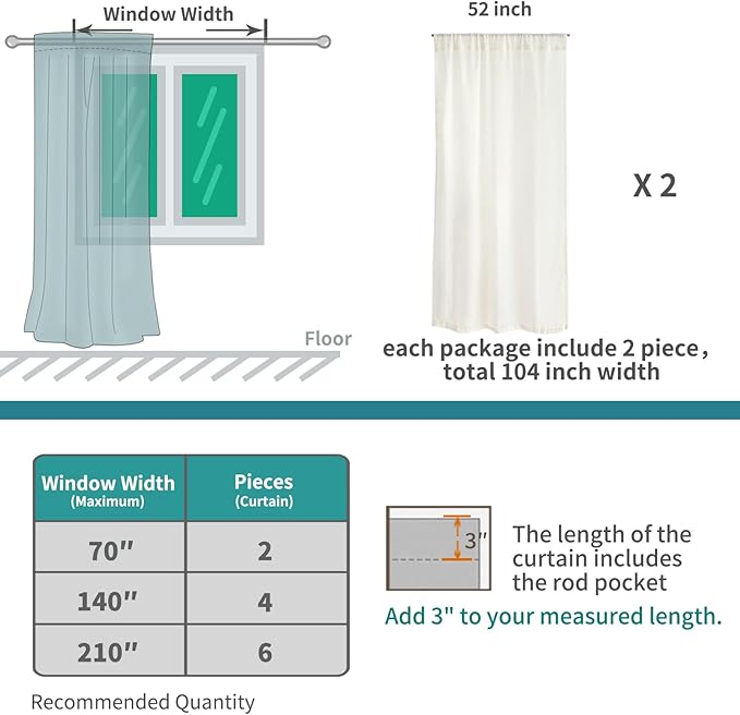 BGment Light Green Linen Semi Sheer Curtains 84 Inches Long for Living Room - Spring Boho Sage Drapes Light Filtering Window Treatments Decor with Rod Pocket for Dining Bedroom, 2 Panels, 52 X 84 Inch