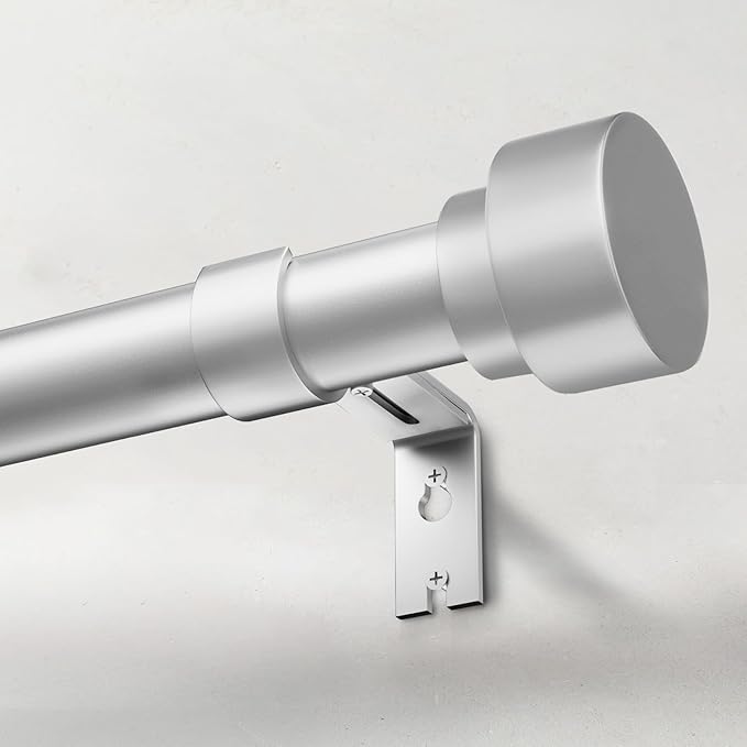 IFELS Heavy Duty Curtain Rods for Windows 28 to 48 Inch, 1 Inch Silver Window Curtain Rod for Bedroom, Living Room, Outdoor, Adjustable Easy Install Curtain Rods, Modern Elegant(A1,Silver,30-60")
