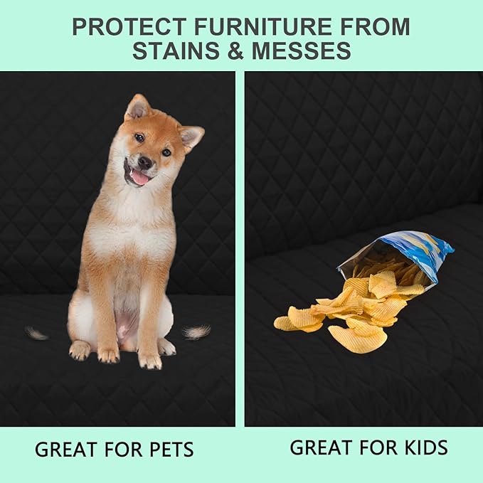 Recliner Chair Covers Reversible Sofa Cover Couch Cover for Pets Lazy Boy Furniture Protector(23''Chair,Black/Black)