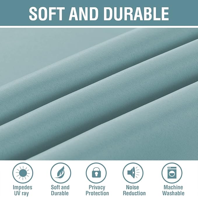 H.VERSAILTEX Blackout Curtain for Living Room Thermal Insulated Window Treatment Curtain 54 inch Length Energy Saving Solid Grommet Top Blackout Drape, One Panel, Mineral Blue, 52" W x 54" L