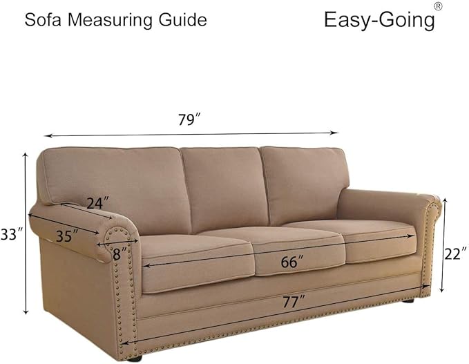 Easy-Going Reversible Couch Cover for 3 Cushion Couch Sofa Cover for Dogs Water Resistant Furniture Protector Cover with Foam Sticks Elastic Straps for Pet Cat (Sofa, Brown/Brown)