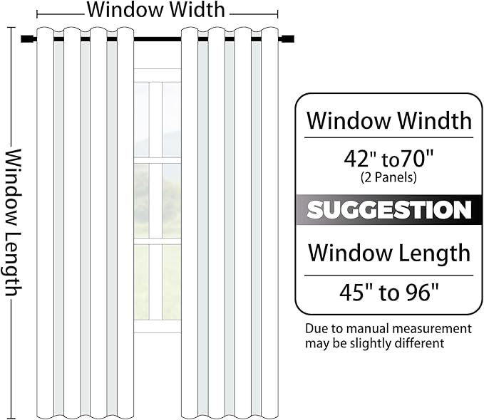 Yakamok 100% Blackout Curtains 63 Inch Length 2 Layers,Black Curtains for Bedroom Ombre Room Darkening Grommet Gradient Drapes,Light Blocking Thermal Insulated Window Curtains for Living Room