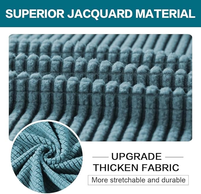 Turquoize 4 Piece Sofa Covers for 3 Cushion Couch Sofa Slipcover Soft Couch Cover for Dogs Washable Furniture Cover with 3 Individual Large Cushion Covers Feature Fabric (Large Sofa, Storm Blue)
