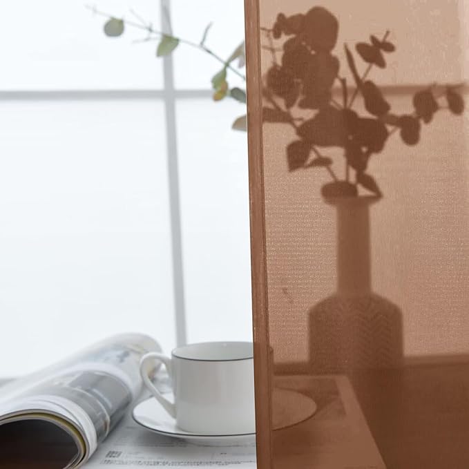 SpaceDresser Sheer Voile Window Treatment Rod Pocket Curtain Panels for Kitchen Bedroom Living Room Drapes Sunlight Filtering Privacy Semi Home Decor Assorted (Brown, 52 W x 54 L)