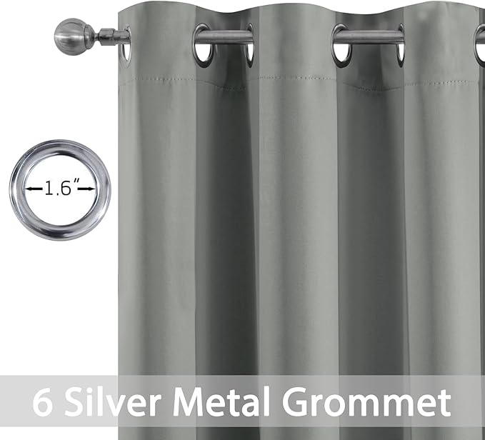 Yakamok Dove Grey Room Darking 63 Inch Length 2 Panel Sets for Livingroom Dining Room Darkening Thermal Insulated Bay Window Hotel Modern Elegant Black Out Sunblock Curtins/Bedroom,42 x 63 Inches