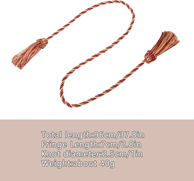 Fenghuangwu Curtain Tiebacks Handmade Decorative Curtain Holdbacks Rope with Tassel (Mix red, 2P)
