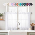 White Small Sheer Curtains Tier 30 Inches Length 2 Pieces, Light Filtering Cafe Curtains Sheers for Living Room Bathroom, Modern Window Treatments Dual Rod Pocket Panels, 2X42Wx30L Inches