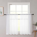 Cafe Curtains 36 Inch Length Tier 2 Pieces, Modern Soft Airy Sheer Kitchen Short Curtains for Small Window, Rod Pocket Small Curtain for Bathroom Basement, White, Each, 42" Wx36 L Inches