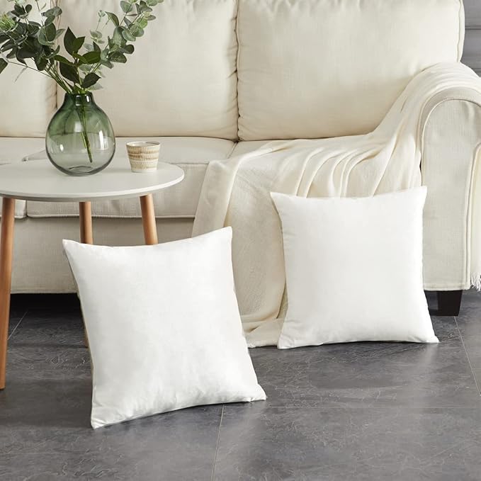 GIGIZAZA Decorative Couch Throw Pillow Covers,Set of 2 Rice Ivory White Square Pillow Cushion Covers 22x22,Pillow Cases Velvet Pillow Covers