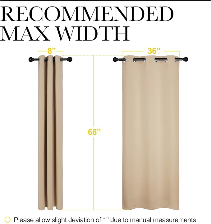 NICETOWN Room Darkening Curtain Panels for Cafe, Thermal Insulated Grommet Room Darkening Draperies/Drapes for Window (Biscotti Beige, 2 Panels, W42 x L68 -inch)