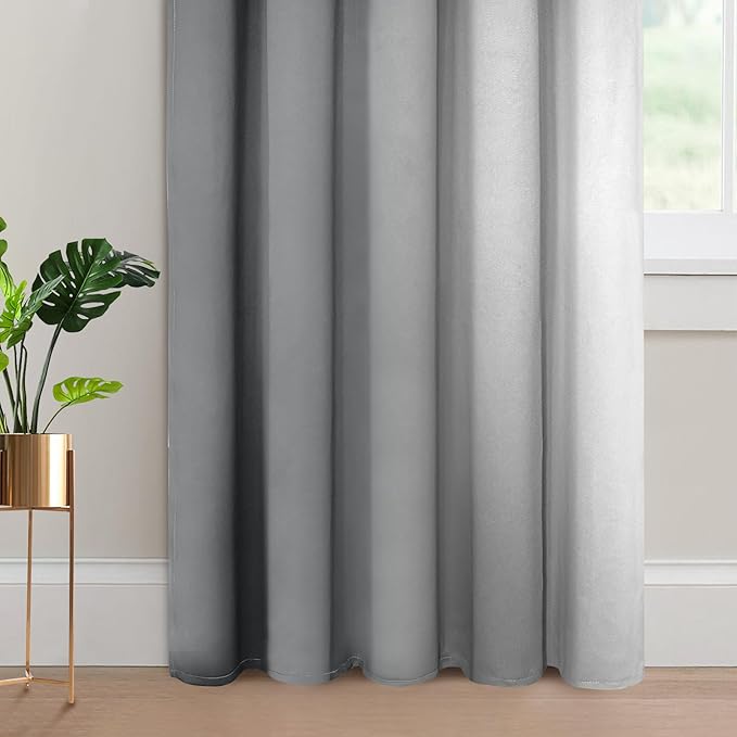 Yakamok Room Darkening Ombre Curtains 84 Inch Length, Grey and Greyish White Thermal Insulated Gradient Color Curtains,Light Blocking Grommet Window Drapes for Bedroom,62 Inch Width,2 Panels