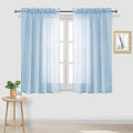 DWCN Sky Blue Sheer Curtains Semi Transparent Voile Rod Pocket Curtains for Bedroom and Living Room, 42 x 45 inches Long, Set of 2 Panels