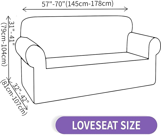 ZNSAYOTX Super Stretch Loveseat Covers (57"-70"), New Striped Love Seat Slipcover, Dogs Pet Friendly Anti-Slip Couch Protector Spandex Durable 2 Seater Fabric Sofa Cover(Light Grey, Loveseat)
