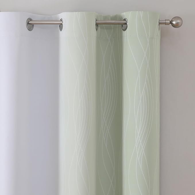 Estelar Textiler Sage and Greyish White Blackout Curtains & Drapes for Bedroom, Thermal Insulated Ombre Blackout Drapes, Room Darkening Energy Saving Curtains for Living Room, 42Wx63L, 2 Panels