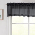 Black Valances for Windows, Black Sheer Curtains 14 Inch Length 2 Pack Kitchen Drapes, Modern Solid Mini Small Window Curtains for Cafe Bathroom Basement, Each 42" Wx14 L Inches