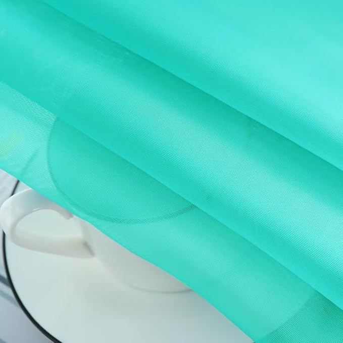 SpaceDresser Sheer Voile Window Treatment. Rod Pocket Curtain Panels for Kitchen Bedroom Living Room Drapes Sunlight Filtering Privacy Semi Home Decor Assorted Colors Sizes (Turquoise, 52 W x 63 L)