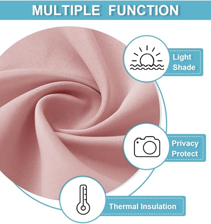 RYB HOME Cafe Blackout Curtains 24 inch Length, RV Curtains for Camper Windows, Mini Short Small Insulating Light UV Blocking Privacy Half Window Tiers, Width 29 by Length 24, Peach Blush, 2 Panels