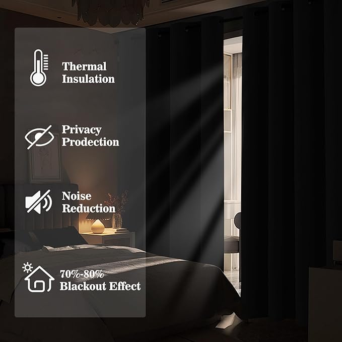 Yakamok Blackout Ombre Burnt Orange and Black Curtains-Gradient Room Darkening Curtain, Grommet Thermal Insulated Light Blocking Window Drapes Curtain for Living Room Bedroom,52 x 63 Inch,2 Panels