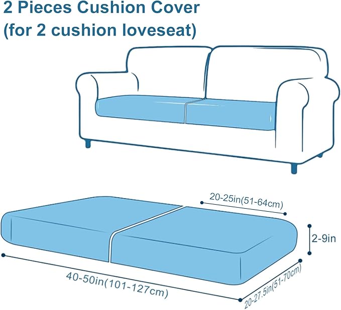 Smiry Printed Couch Cushion Covers, Stretch Soft Couch Covers for Sofa, Washable Non-Slip Sofa Slipcover Furniture Protector for Indoor and Outdoor (2 Pack, Mocha)