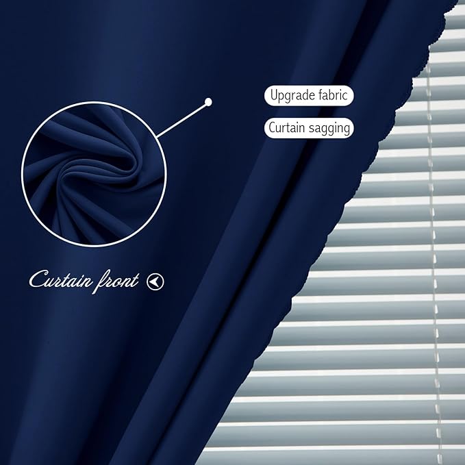 Self Adhesive Portable Blackout Curtains for Bedroom Easy to Install Window Thermal Lnsulated Kitchen Room Darkening Small Window Curtains, 59" W X 96" L, Navy Blue, 1 Panel
