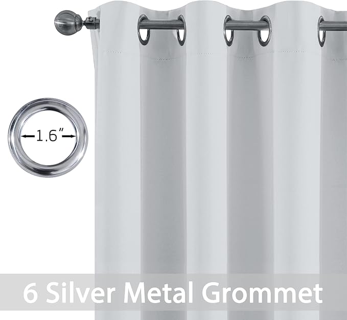 Yakamok 84 Inch Length Room Darking Curtains for Bedroom, Light Blocking Drapes Room Darkening Thermal Insulated Solid Grommet Panels for Living Room(38Wx84L, Greyish White, 2 Panels)