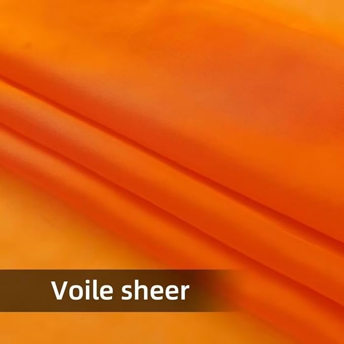 youleyar Solid Sheer Rod Pocket Curtain Voile Draperies 4 Panels White Beige Black Grey Ivory 52 Inch Width 108 Inch Long 1 Pair for Kitchen Bedroom Children Living Room Yard(Orange,52 Wｘ108 L)