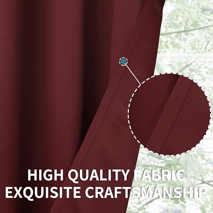 BGment Blackout Curtains for Bedroom - Grommet Thermal Insulated Room Darkening Curtains for Living Room, Set of 2 Panels (70 x 84 Inch, Burgundy)