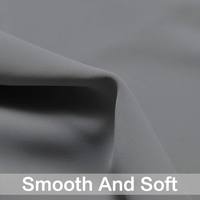 Yakamok Blackout Curtains for Bedroom - Grommet Thermal Insulated Room Darkening Curtains for Living Room, Set of 2 Panels (38 x 84Inch, Grey)