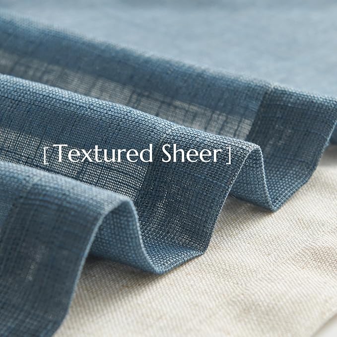 jinchan Sheer Valance Curtain Linen Textured Valance for Kitchen Living Room Bedroom Voile Window Light Filtering Farmhouse Country Rod Pocket 1 Panel 16 Inch Length Navy Blue