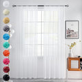 youleyar Solid Sheer Rod Pocket Curtain Voile Draperies 2 Panels White Beige Black Grey Coffee 52 Inch Width 90 Inch Long 1 Pair for Kitchen Bedroom Children Living Room Yard(White,52Wｘ90L)