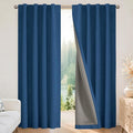 Joydeco Linen Blackout Curtains for Bedroom - 100% Light Blocking 1 Panels, Navy Blue Drapes 100" W x 90" L, Thermal Insulated Room Darkening Curtains for Living Room, Rod Pocket & Back Tabs
