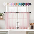 Blush Pink Small Sheer Curtains 2 Panels Set, Kitchen Curtains 36 Inch Length, Elegant Light Filtering Short Window Drapes for Living Room Bedroom, Dual Rod Pocket Design, 2x42Wx36L Inches