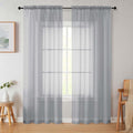 Light Grey Sheer Curtains 84 Inches Long 2 Panels, Soft Light Filtering Curtains for Bedroom Living Room, Modern Rod Pocket Privacy Drapes Window Treatments, Light Grey, Total Wide 84 Inch