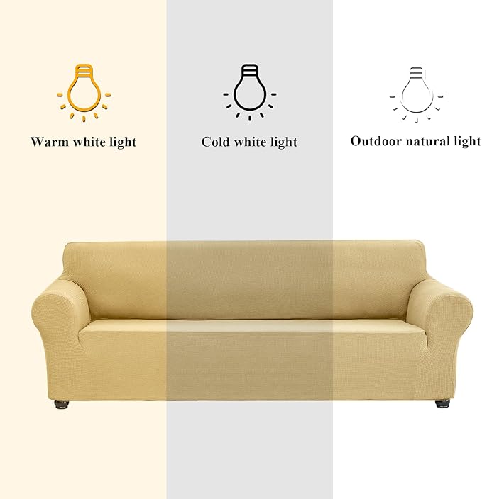 Joccun Stretch Sofa Cover for 2 Cushion Couch, Water Repellent Slipcover Protector, Washable Polyester Spandex Furniture Cover for Living Room, Pets (Champagne)