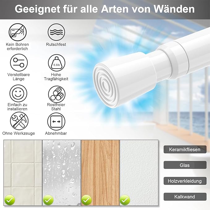 AIZESI Spring Tension Rods Adjustable 26 to 39 inch Tension Curtain Rod Small Tension Rod No Drilling Expandable Spring Loaded Curtain Tension Rod,Suitable for Doors and Windows 28 to 36 inch