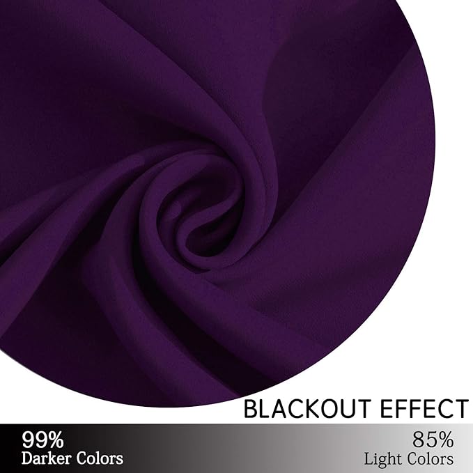 Yakamok Light Blocking Window Blackout Curtains Thermal Insulated Room Darkening Drapes for Bedroom,Solid Grommet Top Window Panels, 52x45 Inch, Purple, One Pair