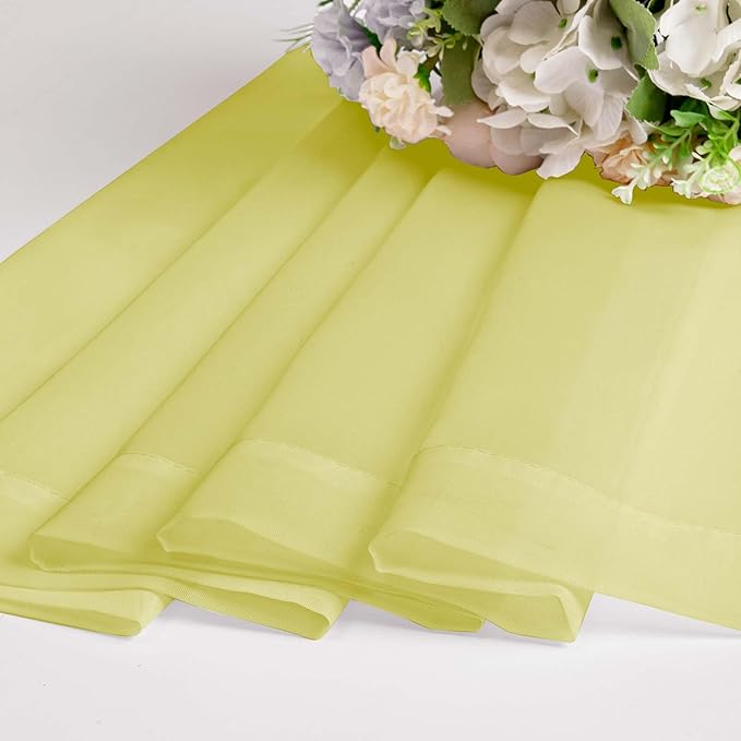 OWENIE Lemon Kitchen Sheer Curtains for Bedroom Living Room 45 Inch Length, Bedroom, Soft Solid Light Filtering Voile Short Sheer Curtain for Small Window, 42" W x 45" L, Lemon