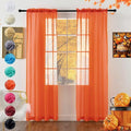 youleyar Solid Sheer Rod Pocket Curtain Voile Draperies 2 Panels White Beige Black Grey Coffee 52 Inch Width 84 Inch Long 1 Pair for Kitchen Bedroom Children Living Room Yard (Burnt Orange,52Wｘ84L)