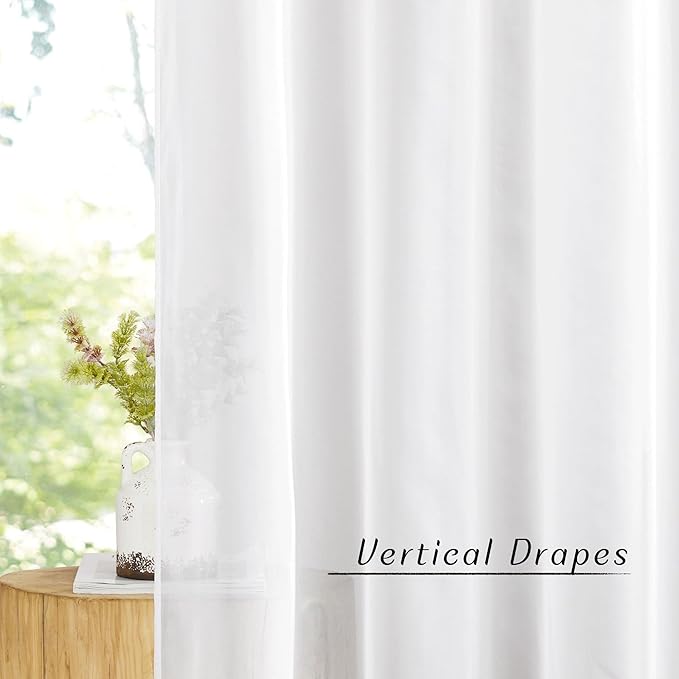 NICETOWN Living Room Sheer Curtains 96 inches Long - Grommet Top Voile Sheer Lightweight Airy & Elegant Window Treatment Panels for Bedroom, Ivory, 2 Pieces, W54 x L96