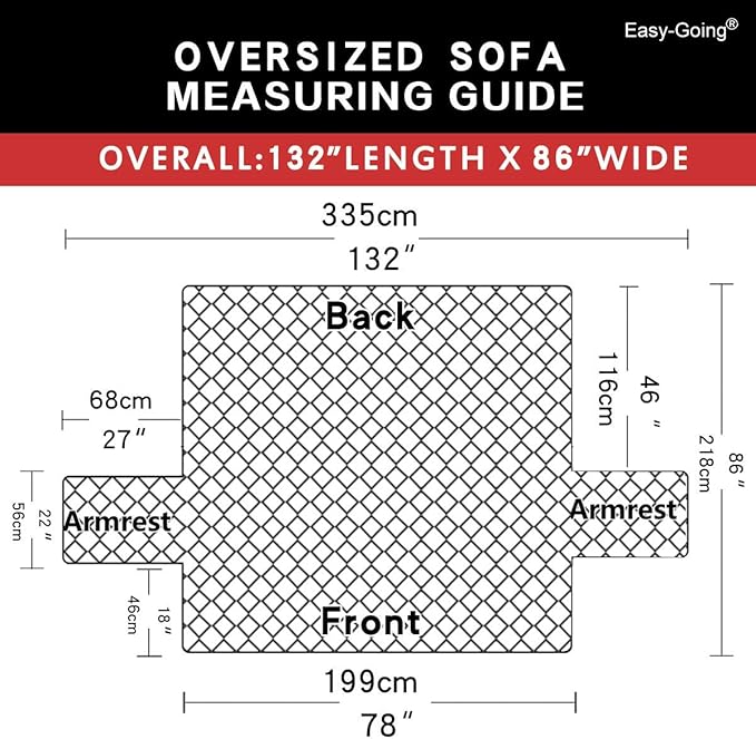 Easy-Going Reversible Oversized Couch Cover for 3 Cushion Couch Sofa Cover for Dogs Water Resistant Furniture Protector Cover with Foam Sticks for Pet (Oversized Sofa, Wine/Beige)
