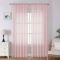 Lecloud Leia Blush Pink Sheer Curtains 96 Inches Long 2 Panels, Airy Leaf Textured Jacquard Curtain Panels, Light Filtering & Privacy Curtains for Living Room Bedroom French Window, 52" W x 96" L