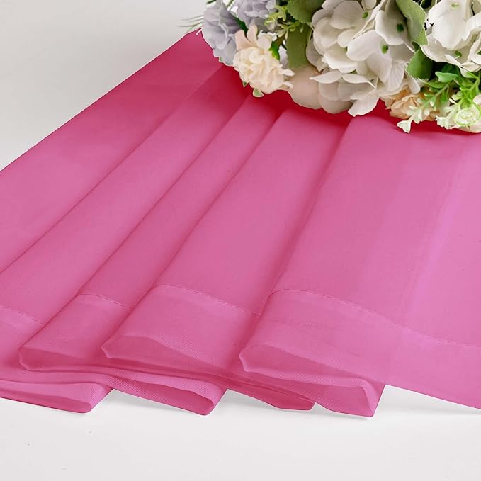 OWENIE Hot Pink Sheer Curtains for Bedroom Living Room 54 Inch Length 2 Panels Set, Soft Solid Light Filtering Sheer Short Curtains for Small Window, 2 Pcs Total 84 Width 54 Long, Hot Pink