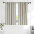 PONY DANCE Short Black Out Curtain Panels for Basement, Small Drapes for Bathroom, Thermal Insulated Tiers for Basement, 34x45 inch, 2 Window Curtain Panels, Cream