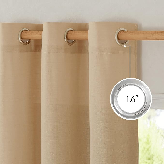 NICETOWN Linen Burlap Window Curtains 84 inches Long, Grommet Thick Linen Blend Window Treatments Privacy Assured with Light Filtering for Bedroom/Living Room, W42 x L84