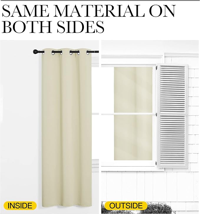 NICETOWN Room Darkening Curtain Panels for Living Room, Thermal Insulated Grommet Room Darkening Draperies/Drapes for Window (Beige, 2 Panels, W42 x L40 -Inch)