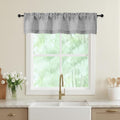 Valances for Windows, Light Filtering Faux Linen Textured Small Short Valance Curtains for Bathroom Basement Farmhouse, Rod Pocket Top Half Curtains for Windows, Gray 52Wx12L Inch
