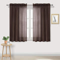 DWCN Brown Sheer Curtains Semi Transparent Voile Rod Pocket Curtains for Bedroom and Living Room, 42 x 45 inches Long, Set of 2 Panels