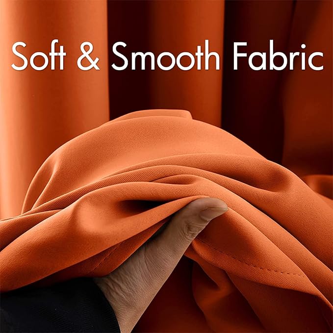 MIULEE 72" Long Room Darkening Curtains Thermal Insulated Drapes Solid Window Treatment Set Grommet Top Light Blocking Blackout Curtain for Fall Living Room/Bedroom 2 Panels Orange