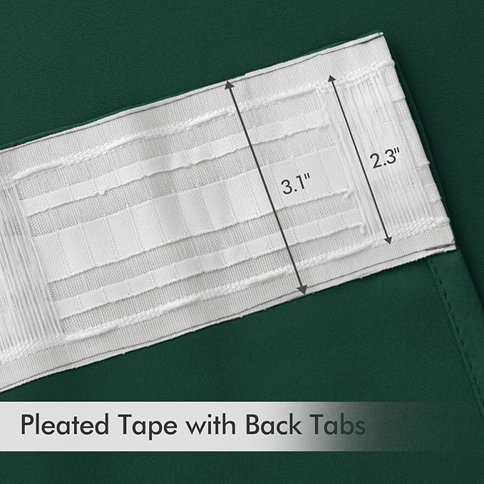 MIULEE Christmas Hunter Green Back Tab Blackout Curtains 102 Inch Long 2 Panels Set for Living Room Bedroom, Rod Pocket/Pinch Pleated Thermal Insulated Room Darkening Floor to Ceiling Window Drapes