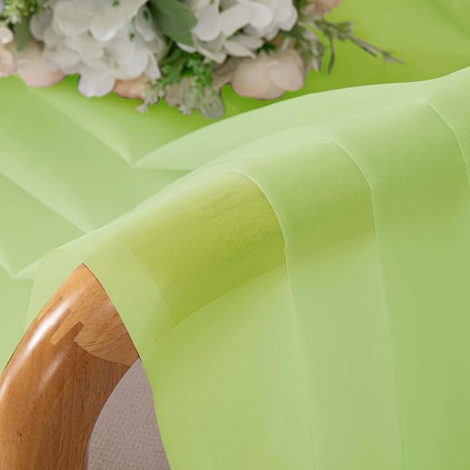 OWENIE Lime Sheer Curtains for Bedroom Living Room 96 Inches Long 2 Panels Set, Soft Solid Light Filtering Clear Sheer Ceiling to Floor for Large Window, 2Pcs, Each 42" W x 96" L, Lime